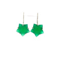 Star-Cut Green Onyx Silver Drop Earrings