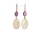 Amethyst and Mother-of-Pearl Dangle Earrings in Silver