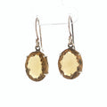 Oval Brilliant Cut Yellow Citrine Silver Drop Earrings