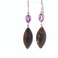 Amethyst and Mohave Turquoise Marquise Iridescent Composite Silver Dangle Earrings