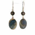 Smoky Quartz and Oval Labradorite Silver Dangle Earrings