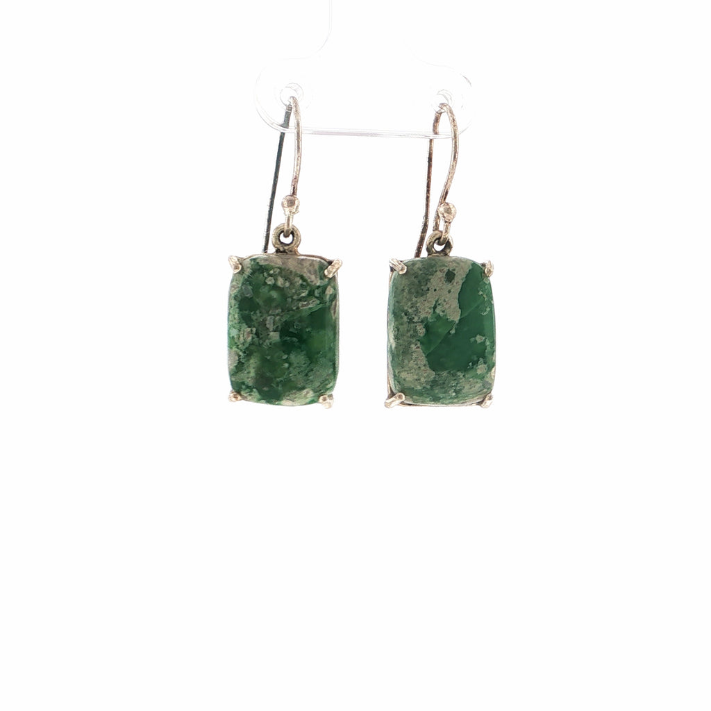 Green Turquoise Silver Drop Earrings