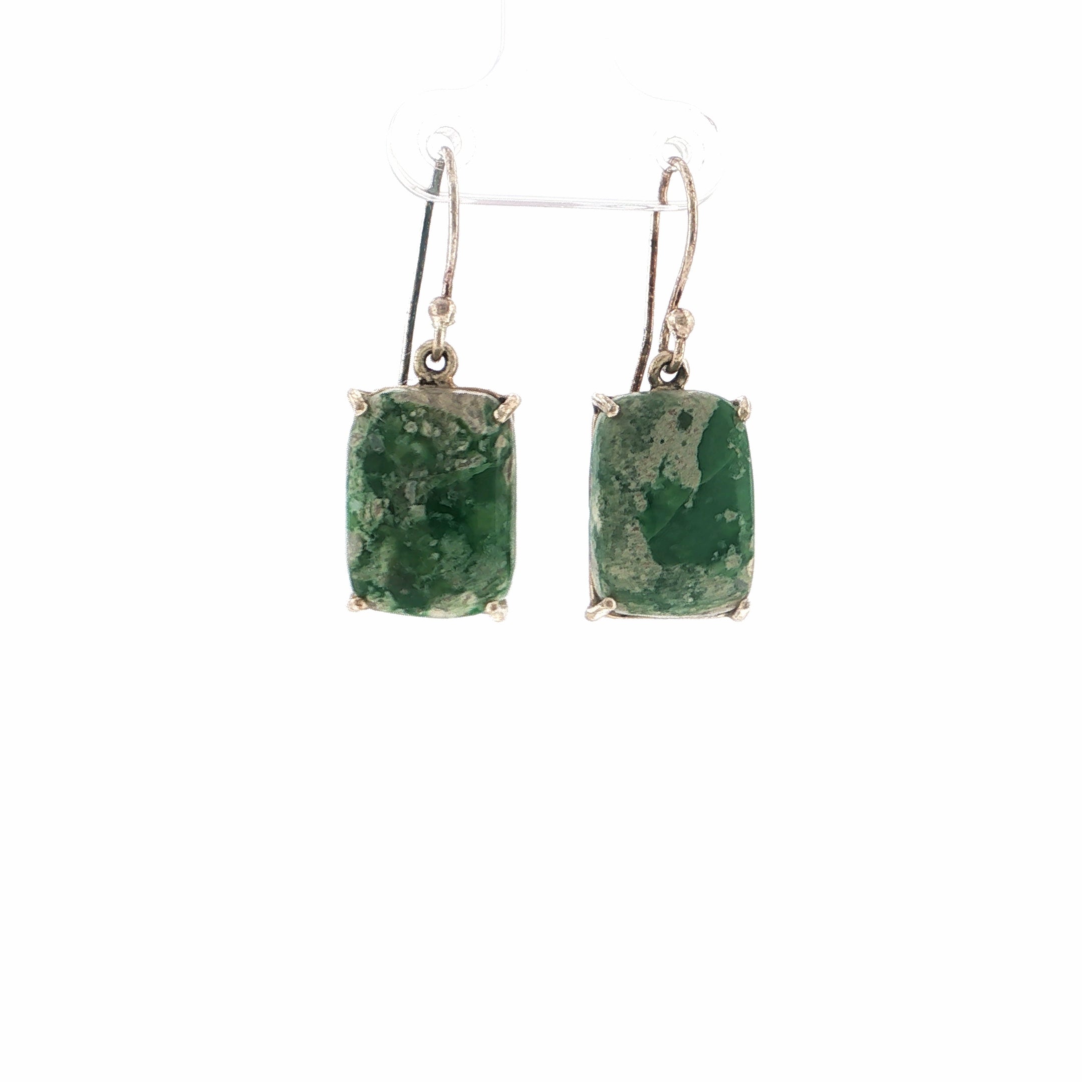 Green Turquoise Silver Drop Earrings