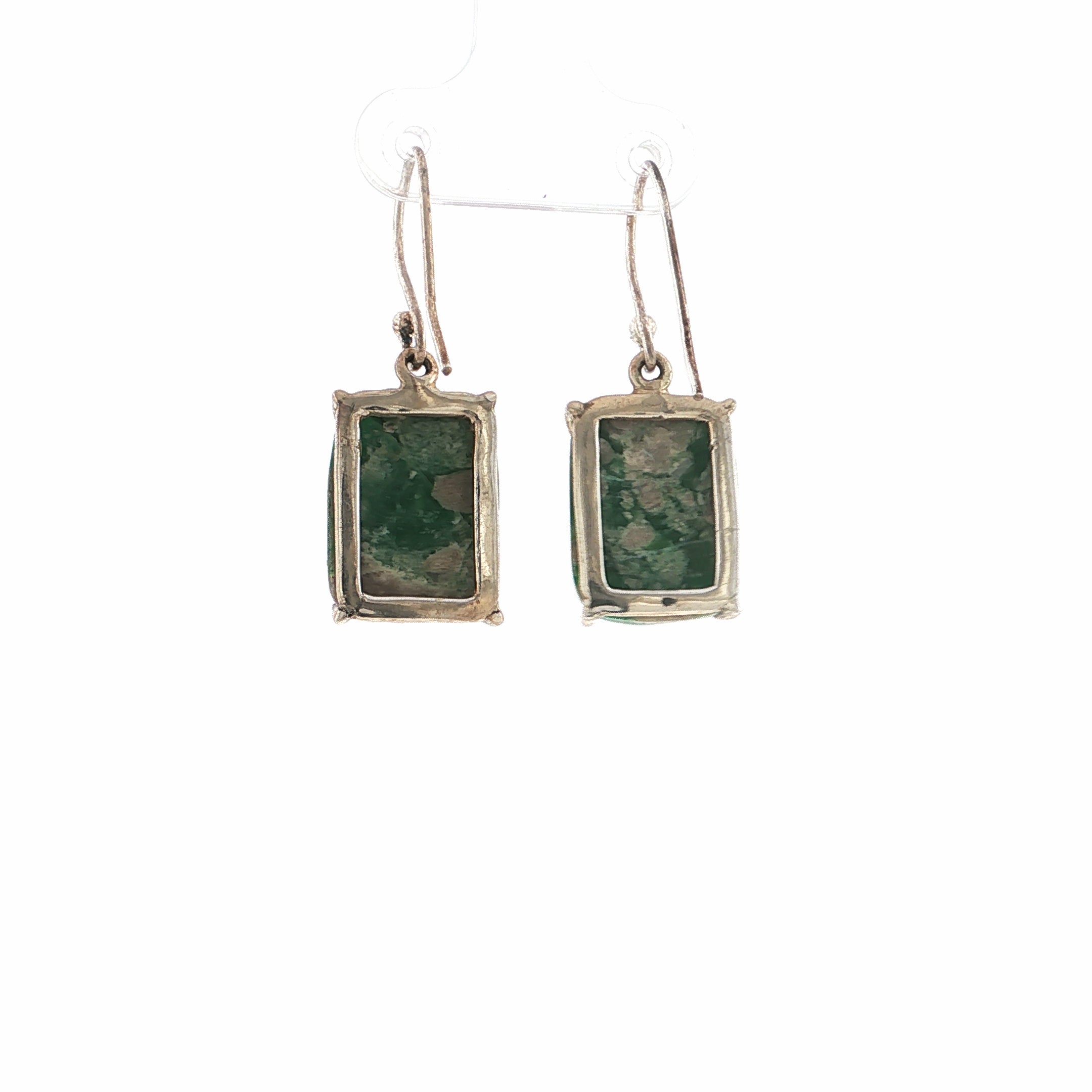 Green Turquoise Silver Drop Earrings