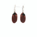 Oval Reddish-Orange Jasper Silver Drop Earrings
