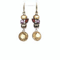 Multi-Gemstone Cluster Drop Earrings in Sterling Silver with Citrine, Garnet, Amethyst and Smoky Quartz