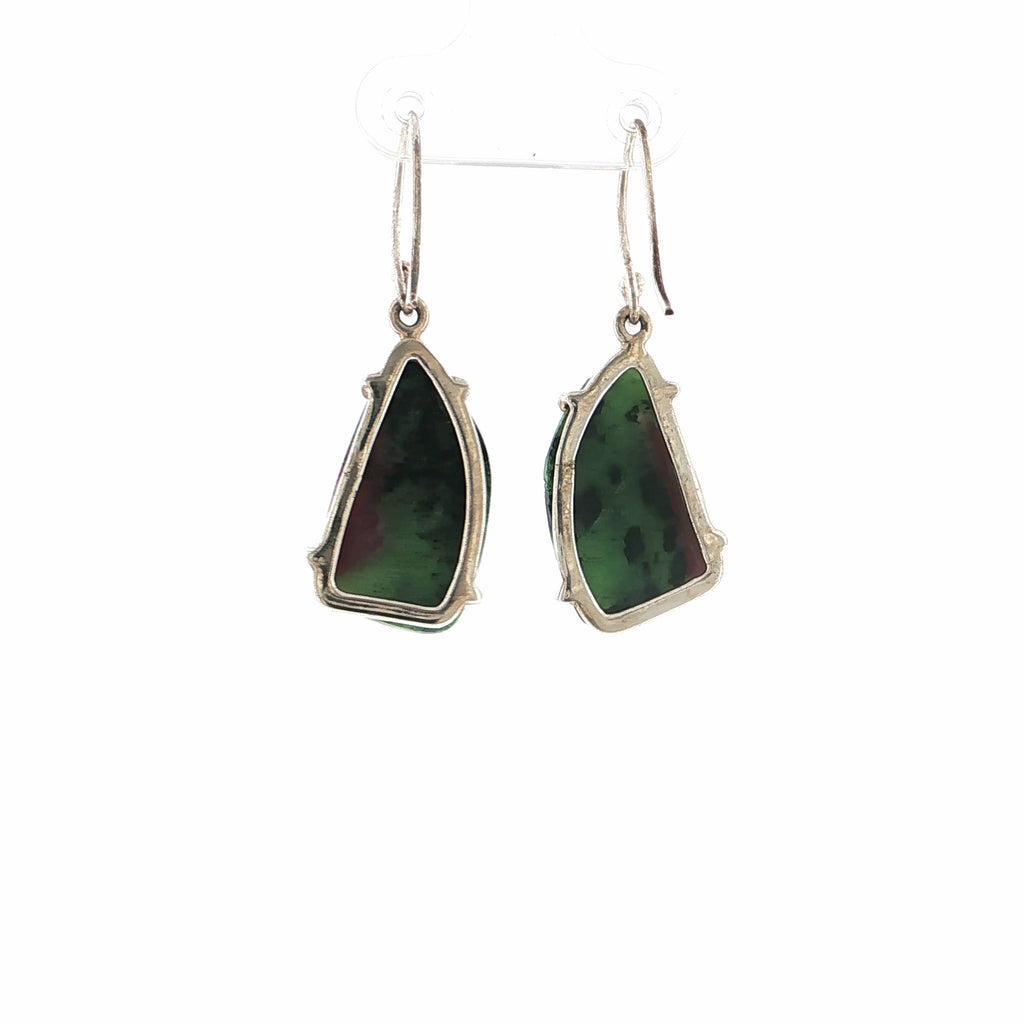 Baroque Ruby Zoisite Silver Dangle Earrings