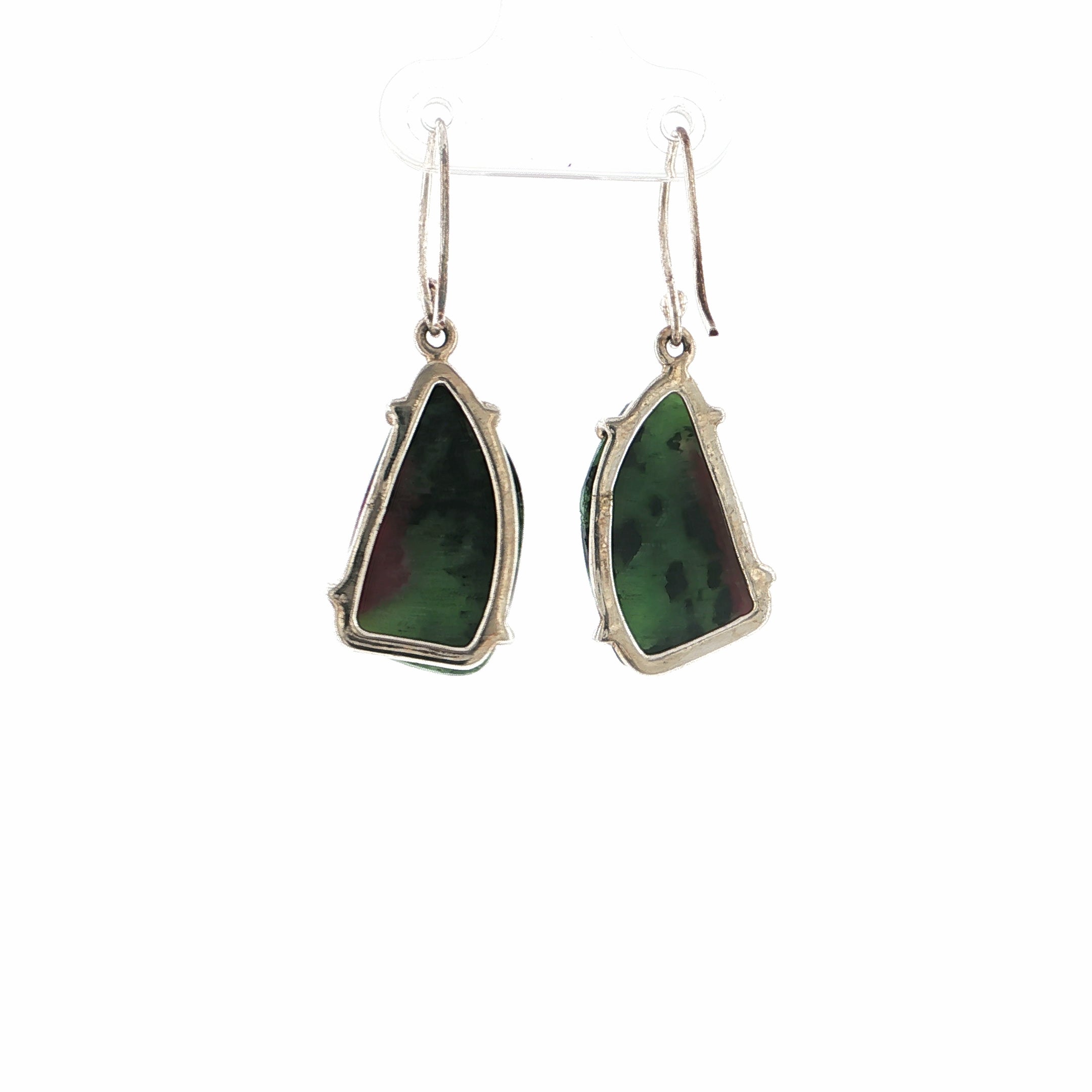 Baroque Ruby Zoisite Silver Dangle Earrings