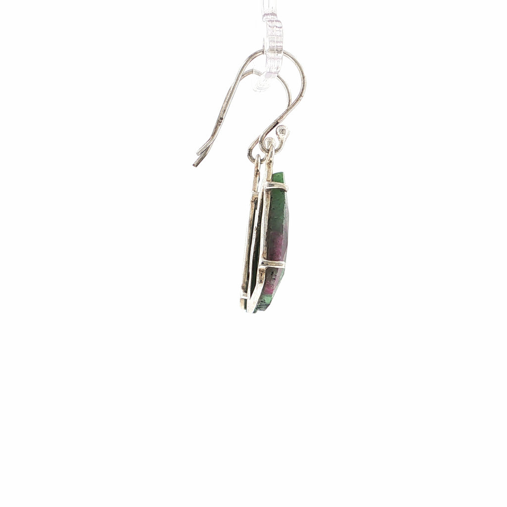 Baroque Ruby Zoisite Silver Dangle Earrings