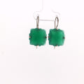 Green Onyx Scalloped Square Drop Earrings in Silver