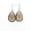 Pear-Cut Rose Cut Smoky Quartz Silver Drop Earrings