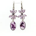 Floral Marquise and Oval Amethyst Silver Drop Earrings