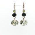 Triple Stone Rutilated Quartz, Onyx, and Peridot Silver Dangle Earrings