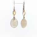 Rutilated Quartz and Citrine Silver Dangle Earrings