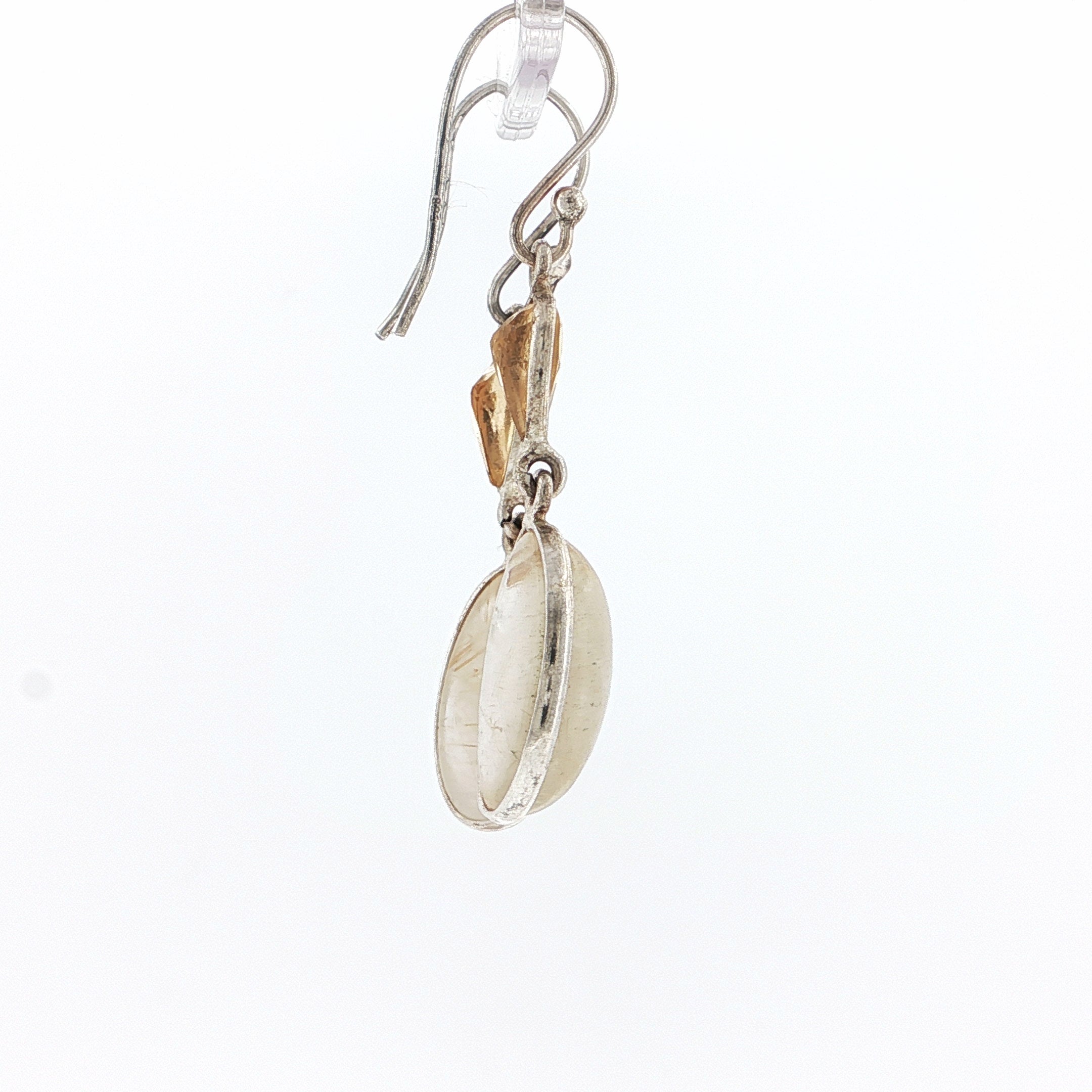 Rutilated Quartz and Citrine Silver Dangle Earrings