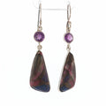 Sterling Silver Amethyst and Mohave Turquoise Dangle Earrings