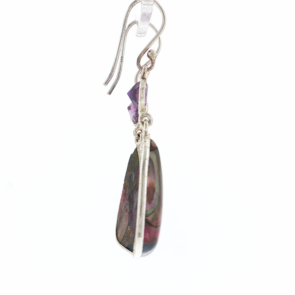 Sterling Silver Amethyst and Mohave Turquoise Dangle Earrings