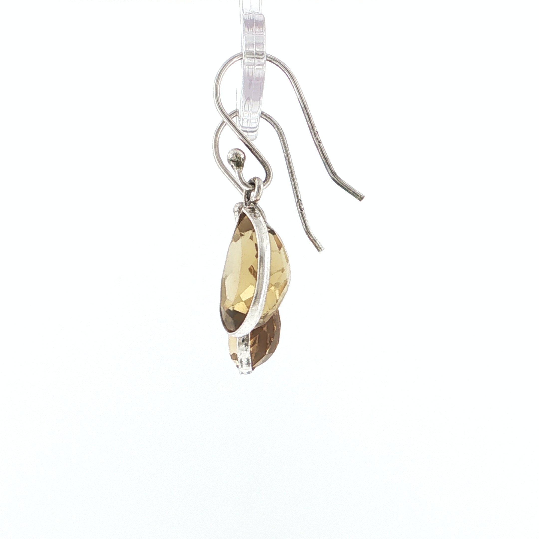 Pear-Cut Faceted Honey Quartz Silver Drop Earrings