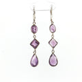 Sterling Silver Triple-Tiered Amethyst Dangle Earrings