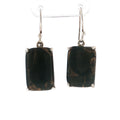 Emerald-Cut Black Mohave Turquoise Sterling Silver Drop Earrings
