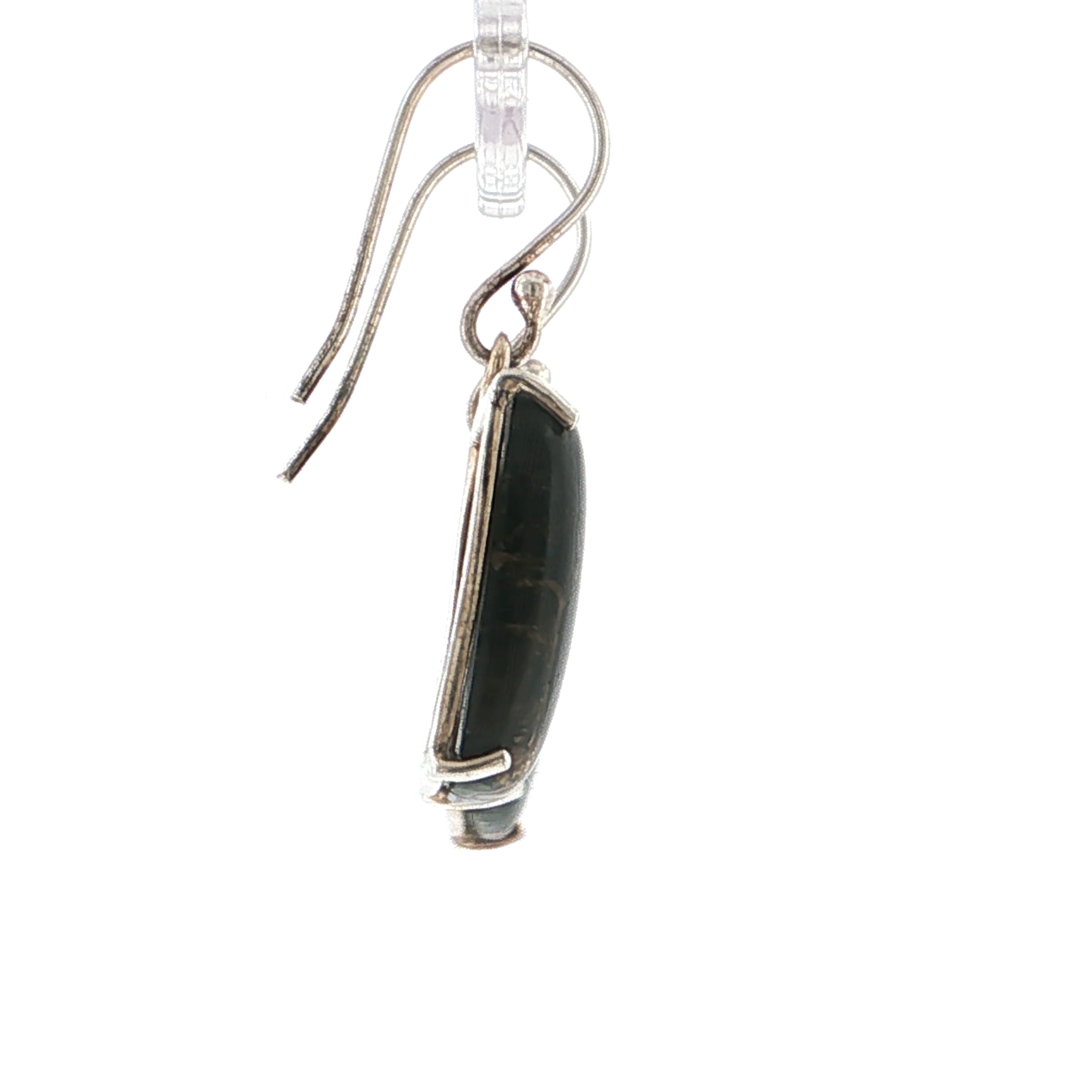 Emerald-Cut Black Mohave Turquoise Sterling Silver Drop Earrings