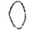 Multi-Color Cylindrical Textured Obsidian Lava Stone Beaded Bracelet