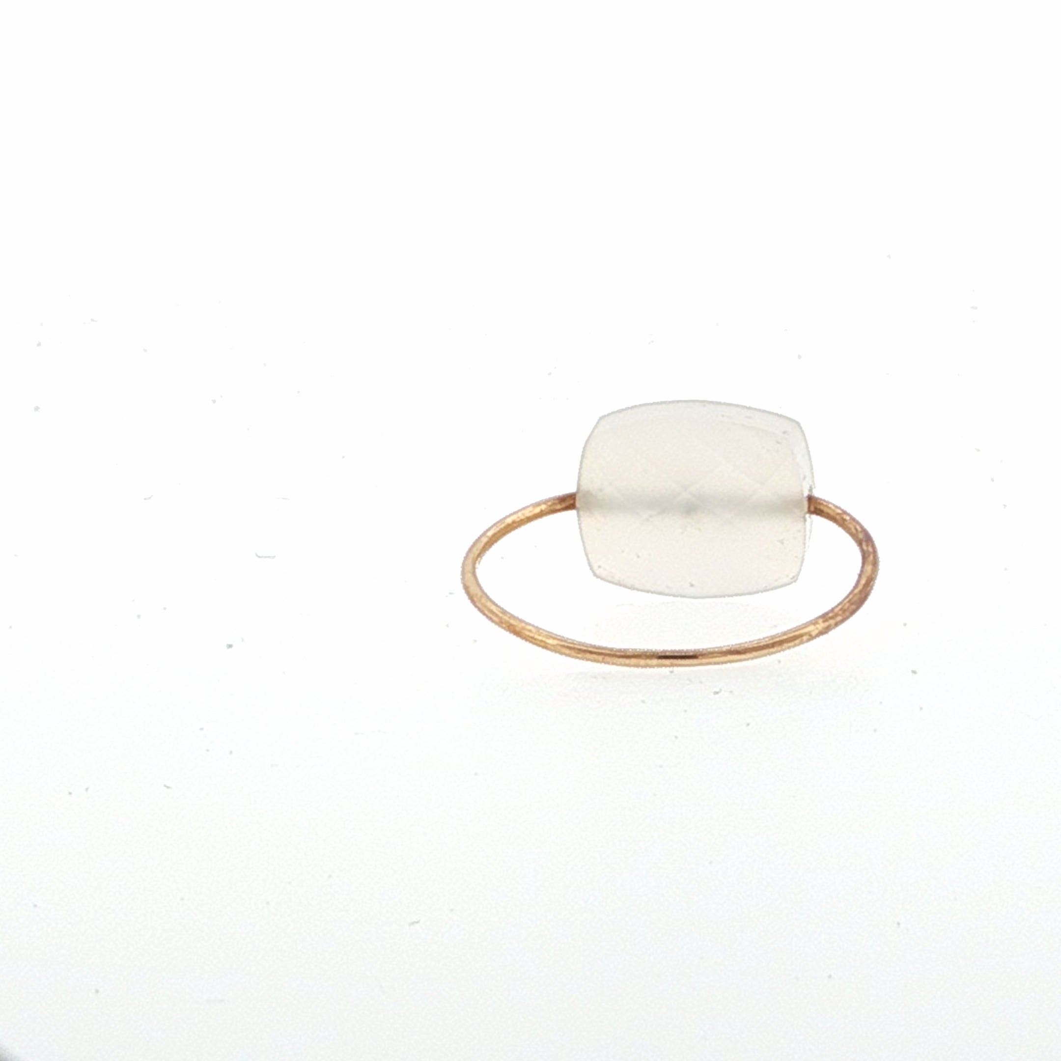 White Agate Solitaire Ring in Rose Gold