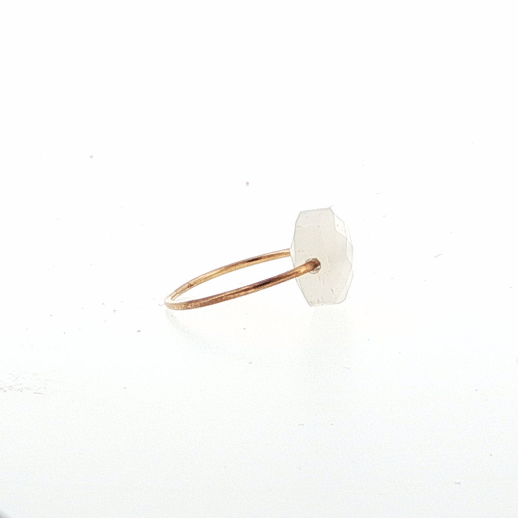 White Agate Solitaire Ring in Rose Gold