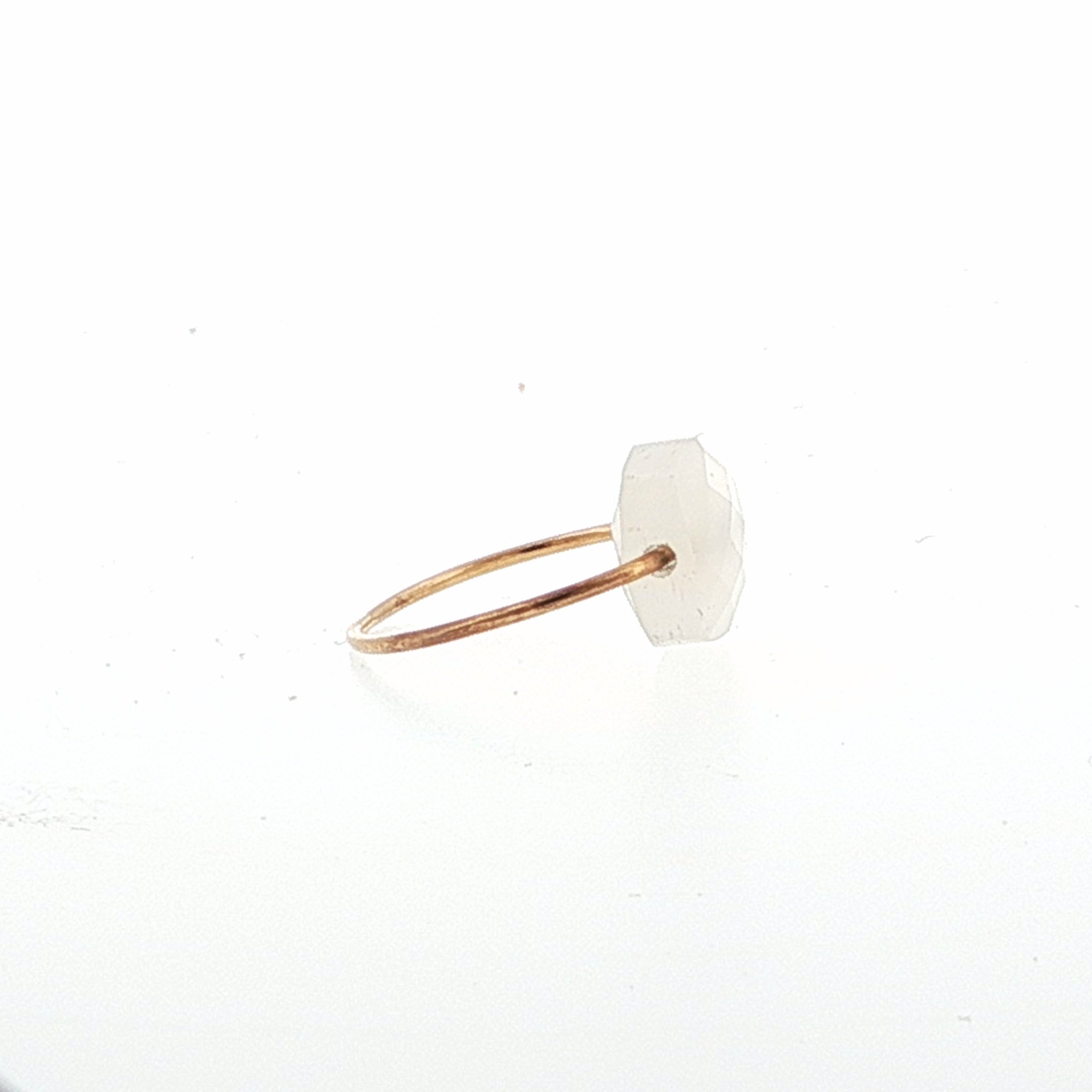 White Agate Solitaire Ring in Rose Gold