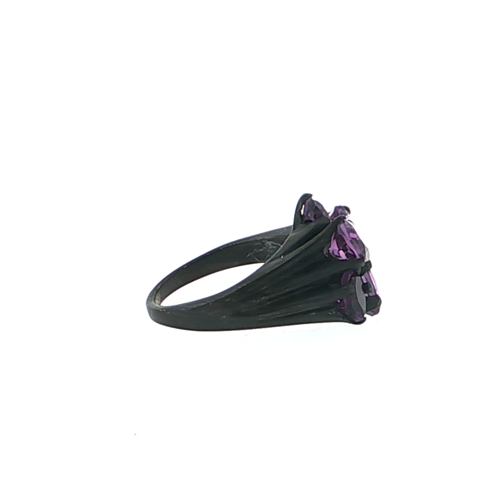 Oval Brilliant Cut Amethyst Cluster Bypass Ring