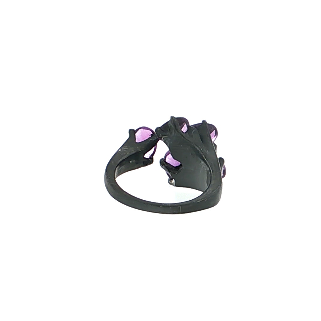 Oval Brilliant Cut Amethyst Cluster Bypass Ring