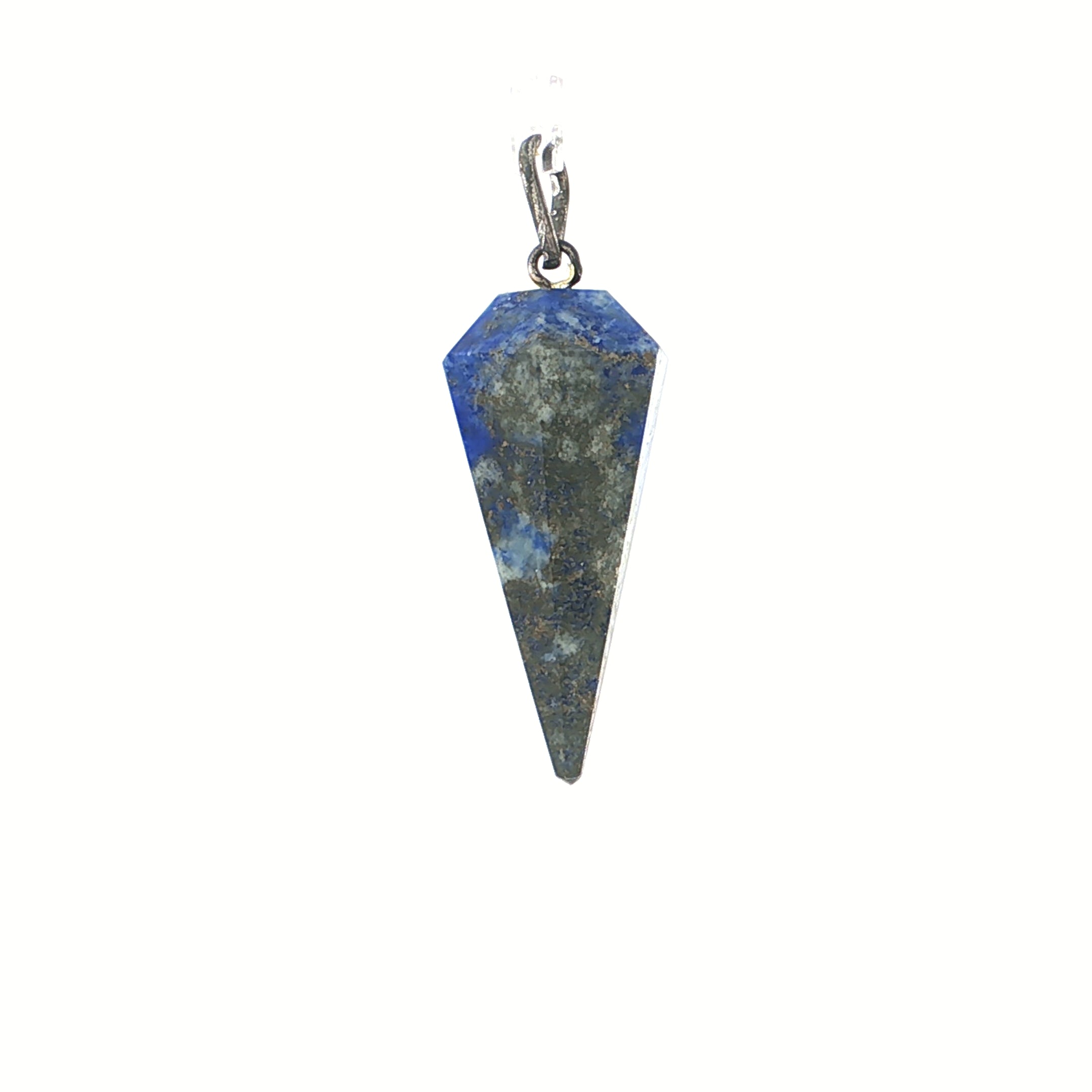 Carved Lapis Lazuli Kite-Shaped Geometric Pendant