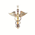 Sterling Silver Chakra Caduceus Medical Symbol Gemstone Pendant