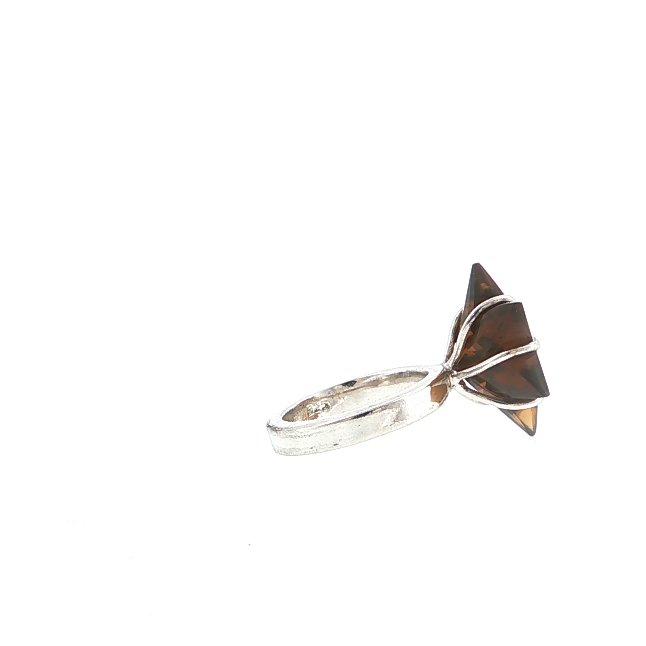Silver Star-Cut Smoky Quartz Cocktail Ring
