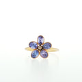 Tanzanite and Diamond Floral Cluster Ring in Yellow Gold