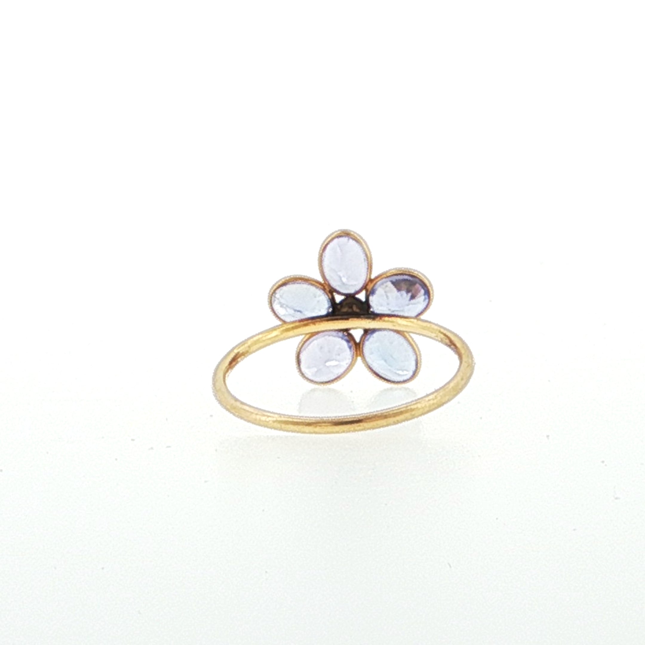 Tanzanite and Diamond Floral Cluster Ring in Yellow Gold