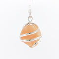 Wire-Wrapped Peach Moonstone Baroque Cabochon Pendant