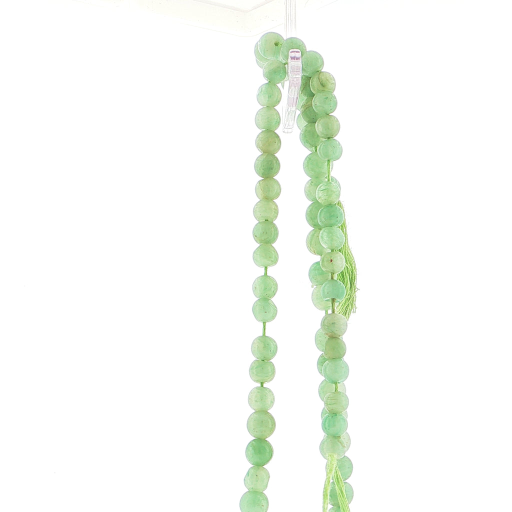 Translucent Green Round Jade Beaded Tassel Necklace