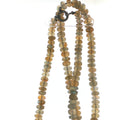 Iridescent Labradorite Beaded Rondelle Necklace with Oxidized Silver Clasp