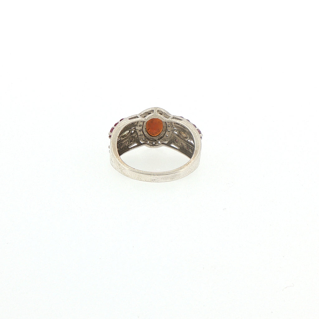Silver Oval Multi-coloured Tourmaline Cocktail Ring