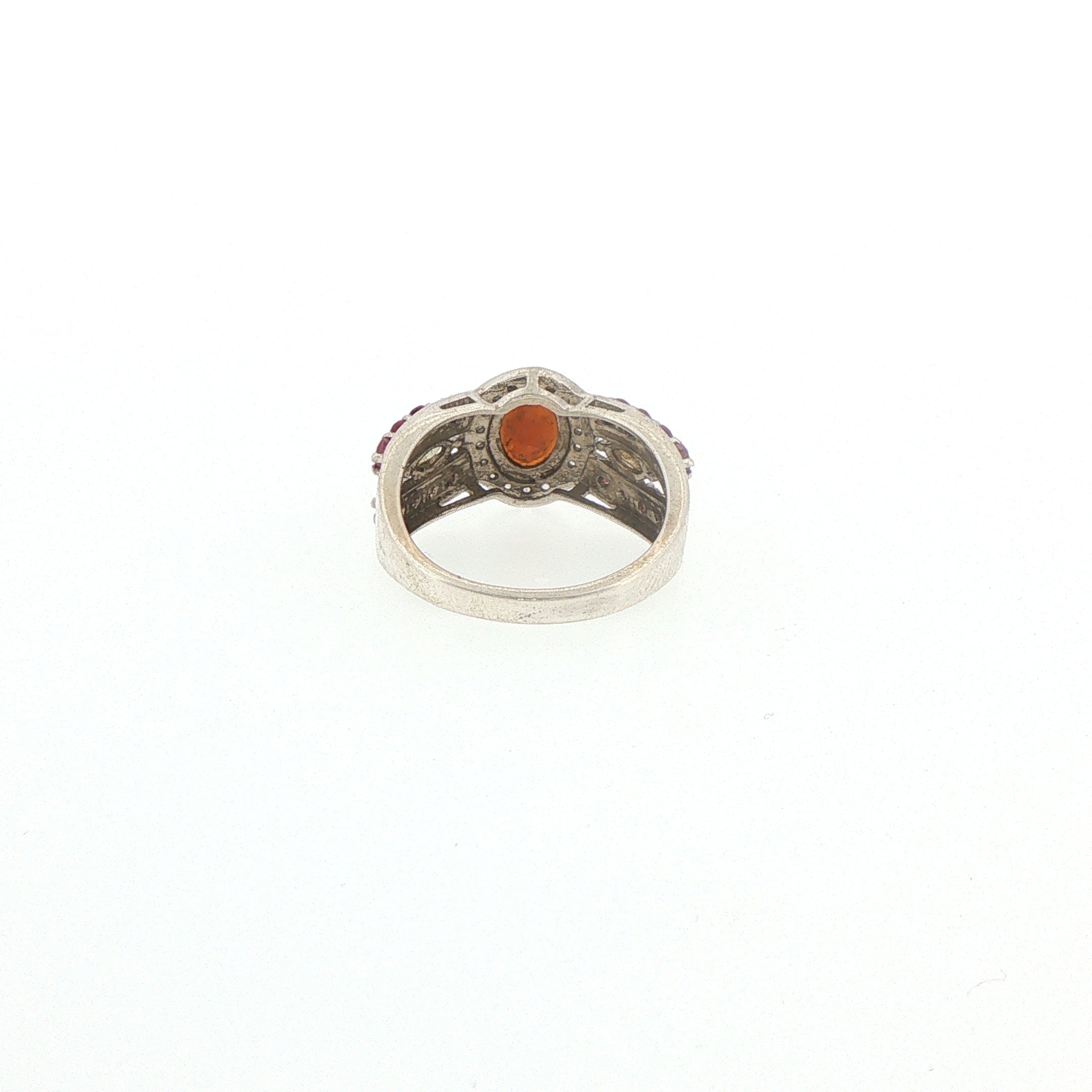 Silver Oval Multi-coloured Tourmaline Cocktail Ring