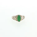 Vintage-Style Silver Filigree Chrysoprase Solitaire Ring