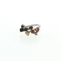 Multi-Stone Amber Cluster Ring in Silver