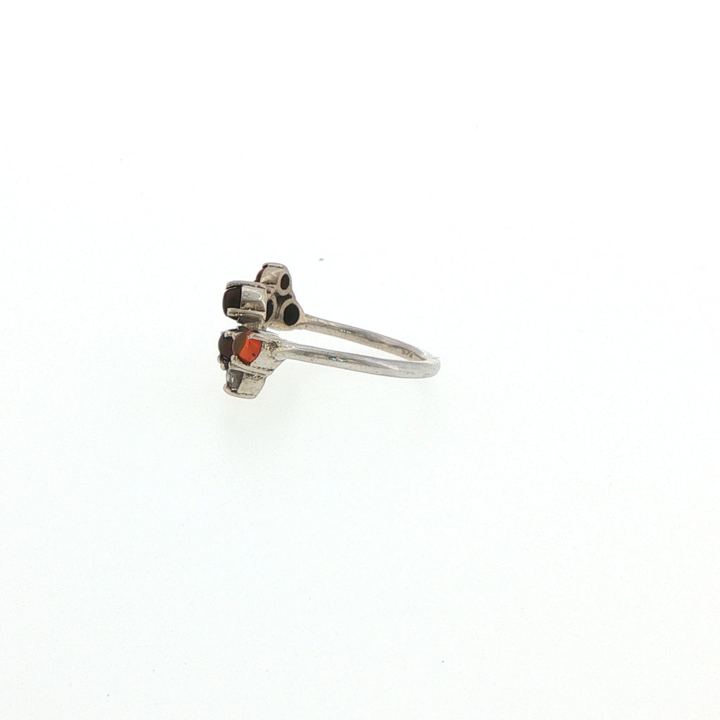 Multi-Stone Amber Cluster Ring in Silver
