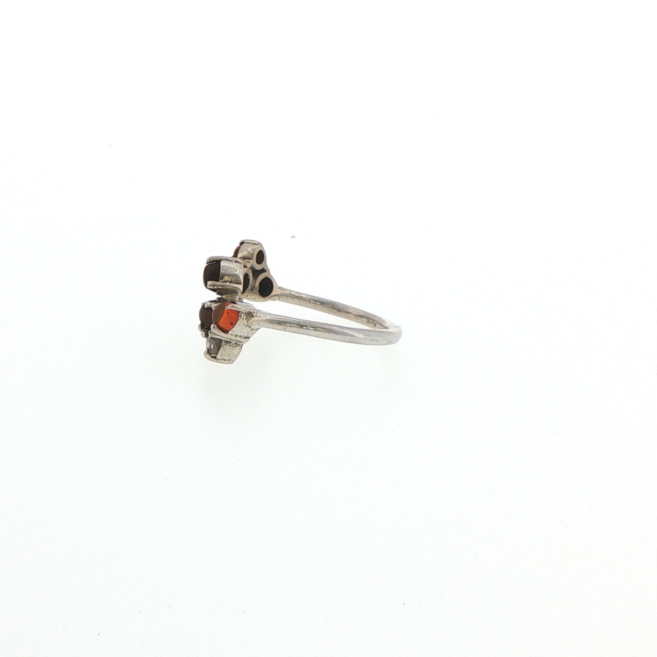 Multi-Stone Amber Cluster Ring in Silver