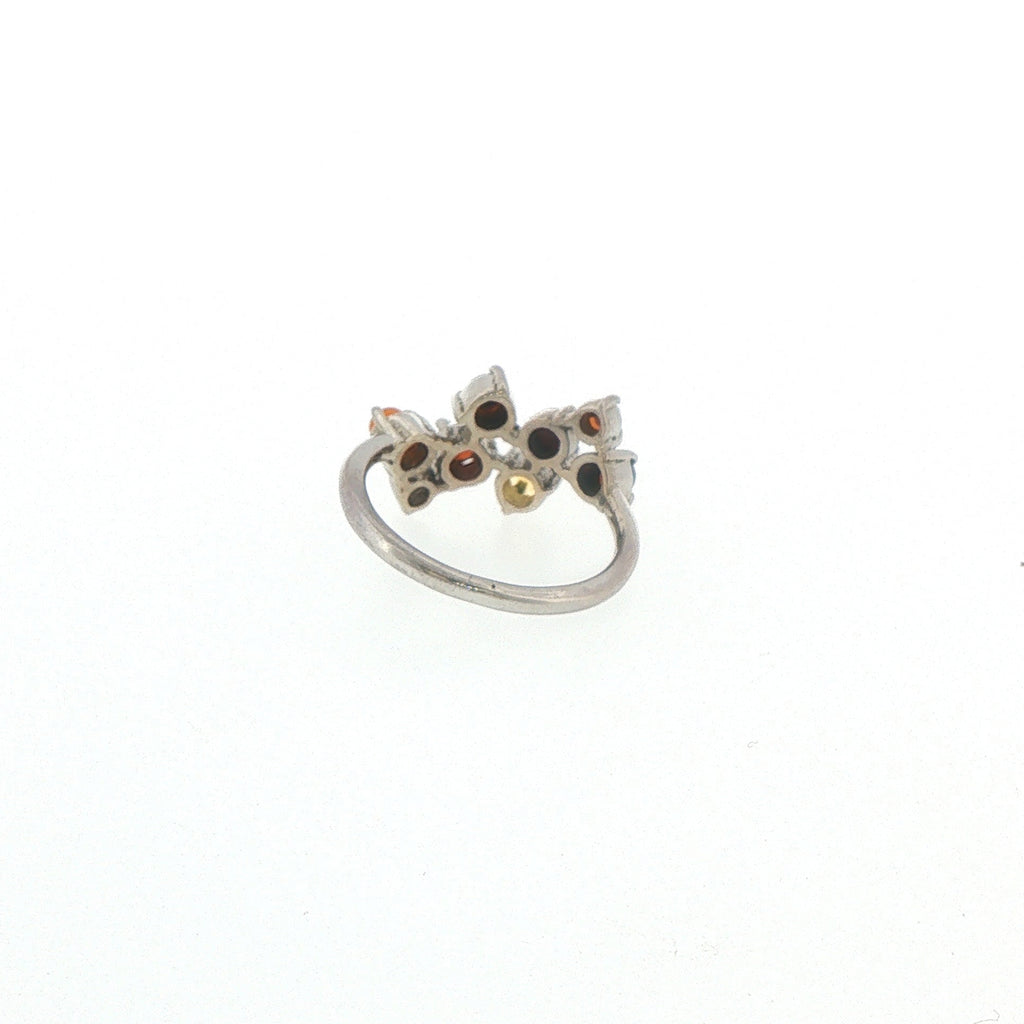 Multi-Stone Amber Cluster Ring in Silver