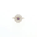 Silver Openwork Mandala Cocktail Ring with Amethyst