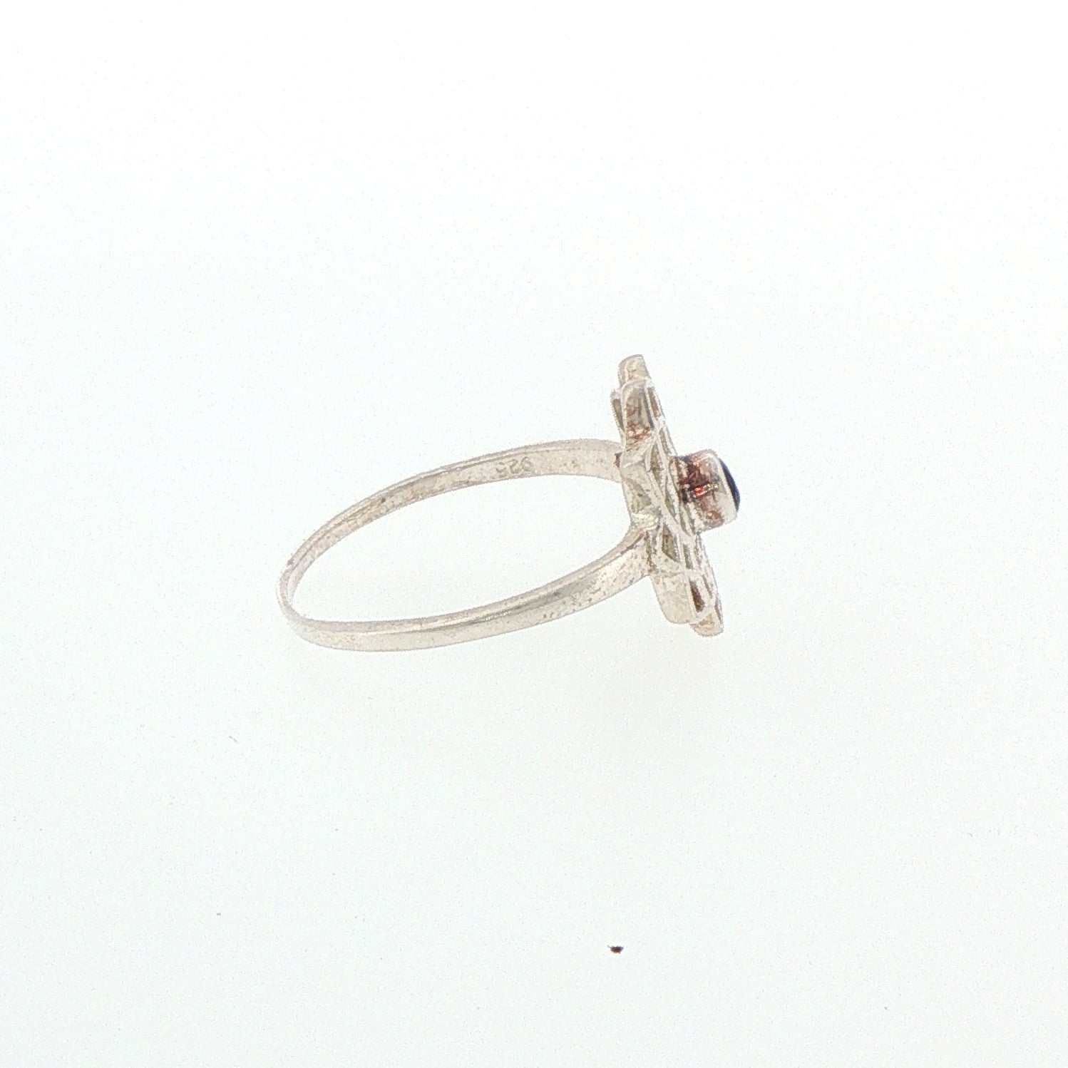 Silver Openwork Mandala Cocktail Ring with Amethyst