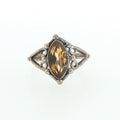 Vintage Style Marquise Citrine Filigree Cocktail Ring in Silver