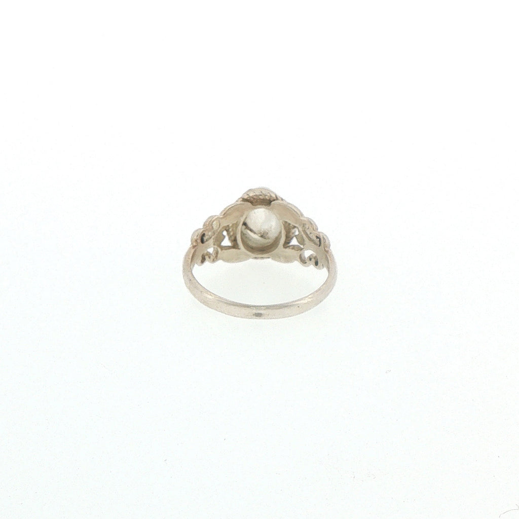 Vintage Style Filigree Moonstone Solitaire Ring in Silver